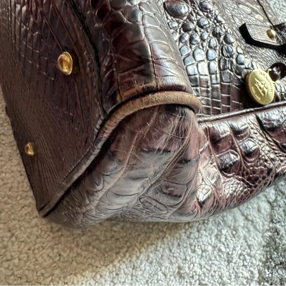 Brahmin Arianna Onyx Stanton Tote Leather Shoulder Bag brown croc embossed - Picture 11 of 15